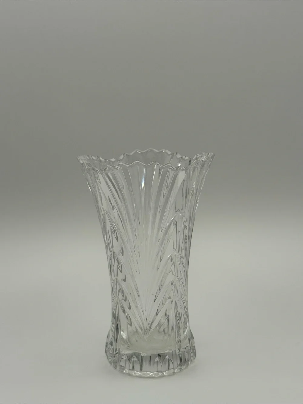 Mikasa Clear Scalloped Rim Fluted Glass Vase